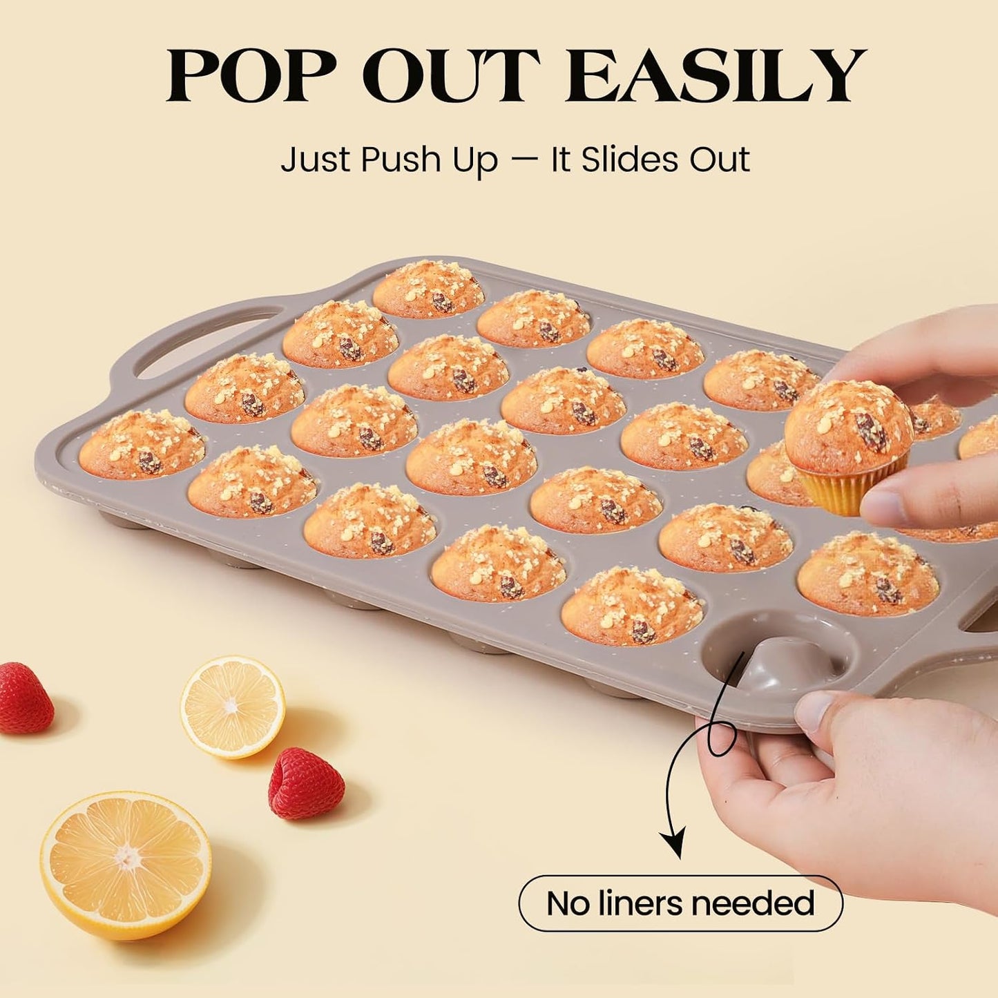 Vinino 2Pack Silicone Muffin Pans for Baking with Metal Reinforced Frame, 12 Cups Regular Size Nonstick Silicone Cupcake Pan, BPA Free Oven Dishwasher Safe Baking Mold for Muffins Cupcakes