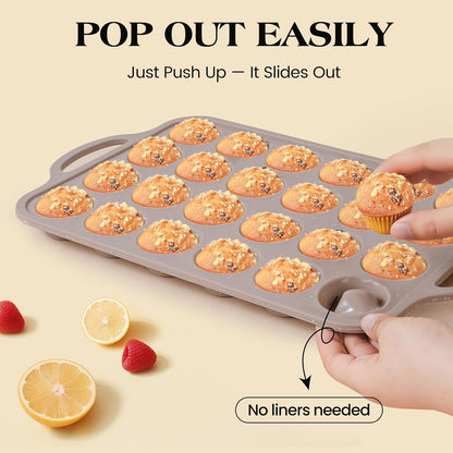 Vinino 2Pack Silicone Muffin Pans for Baking with Metal Reinforced Frame, 12 Cups Regular Size Nonstick Silicone Cupcake Pan, BPA Free Oven Dishwasher Safe Baking Mold for Muffins Cupcakes