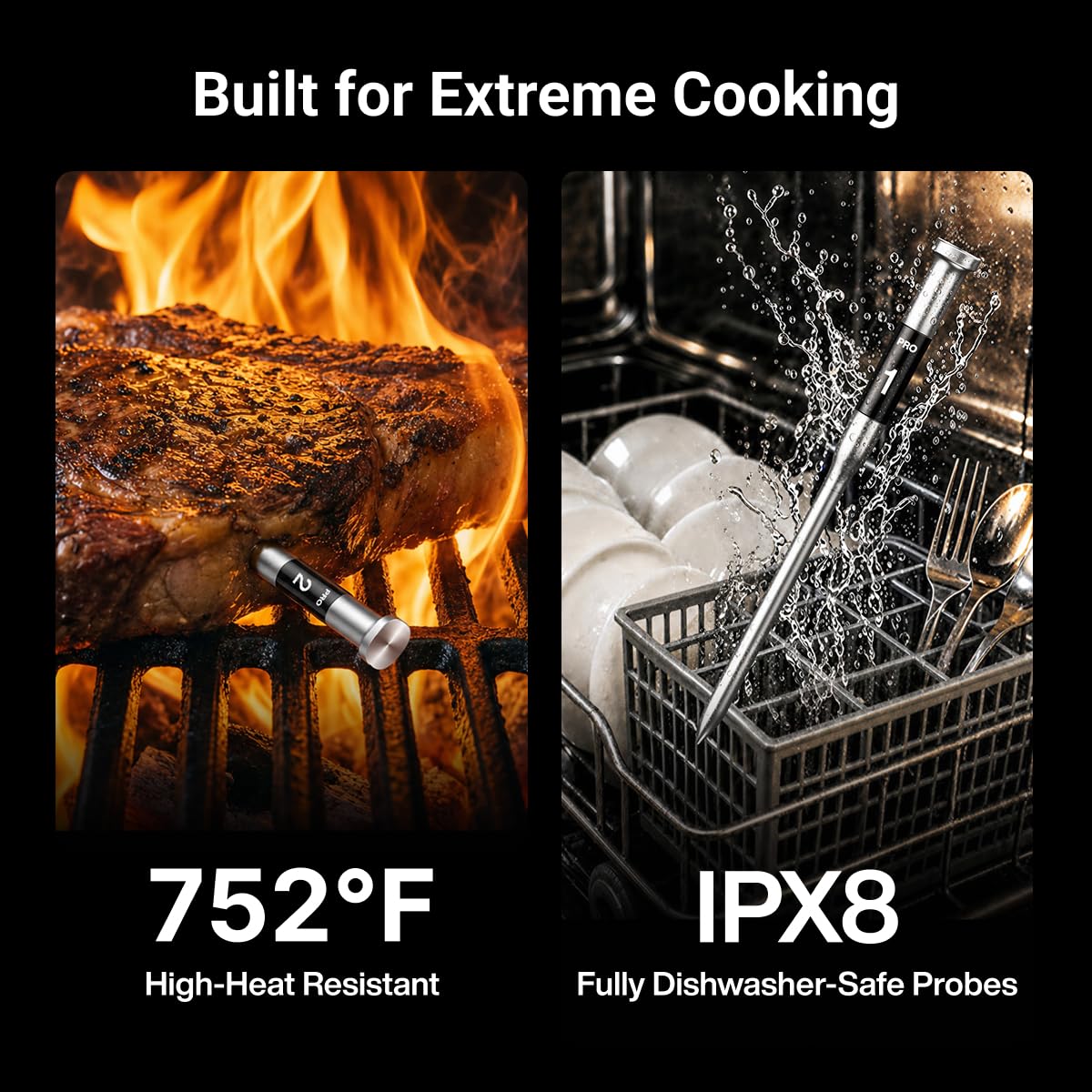 ThermoMaven 3000FT Wireless Meat Thermometer, No App Needed, 2 Probes