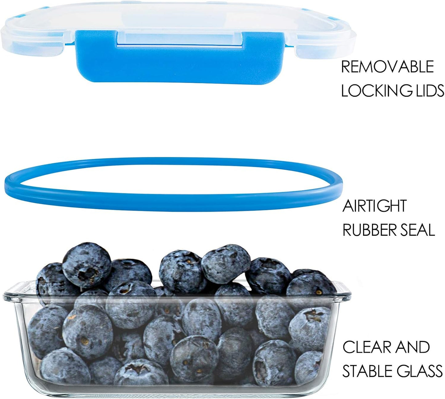 C CREST [5-Pack] Glass Lunch Box, Meal Prep Glass Containers with Lids, Glass Food Storage Containers, 34 OZ