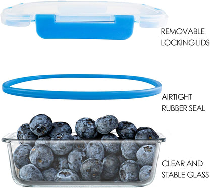 C CREST [5-Pack] Glass Lunch Box, Meal Prep Glass Containers with Lids, Glass Food Storage Containers, 34 OZ