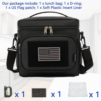 FlowFly Lunch Bag, Insulated Cooler, Thermal Lunch Box Tote with MOLLE/PALS Webbing, Adjustable Padded Shoulder Strap, for Tactical Men Women Adults and Boys Girls Kids (Cyan, Medium)