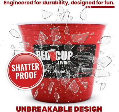 Red Cup Living Large Party Ice Bucket, 201 oz Insulated Drink Cooler for Parties, Bar & Kitchen, Durable Plastic Beer, Wine & Champagne Beverage Tub for Holiday
