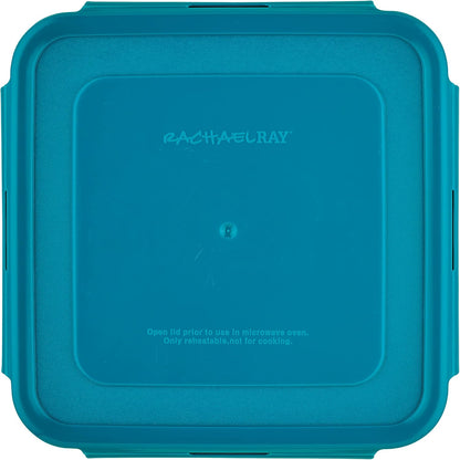 Rachael Ray Leak-Proof Nestable Container Food Storage Bin Set, 10-Piece, Clear with Teal Lids