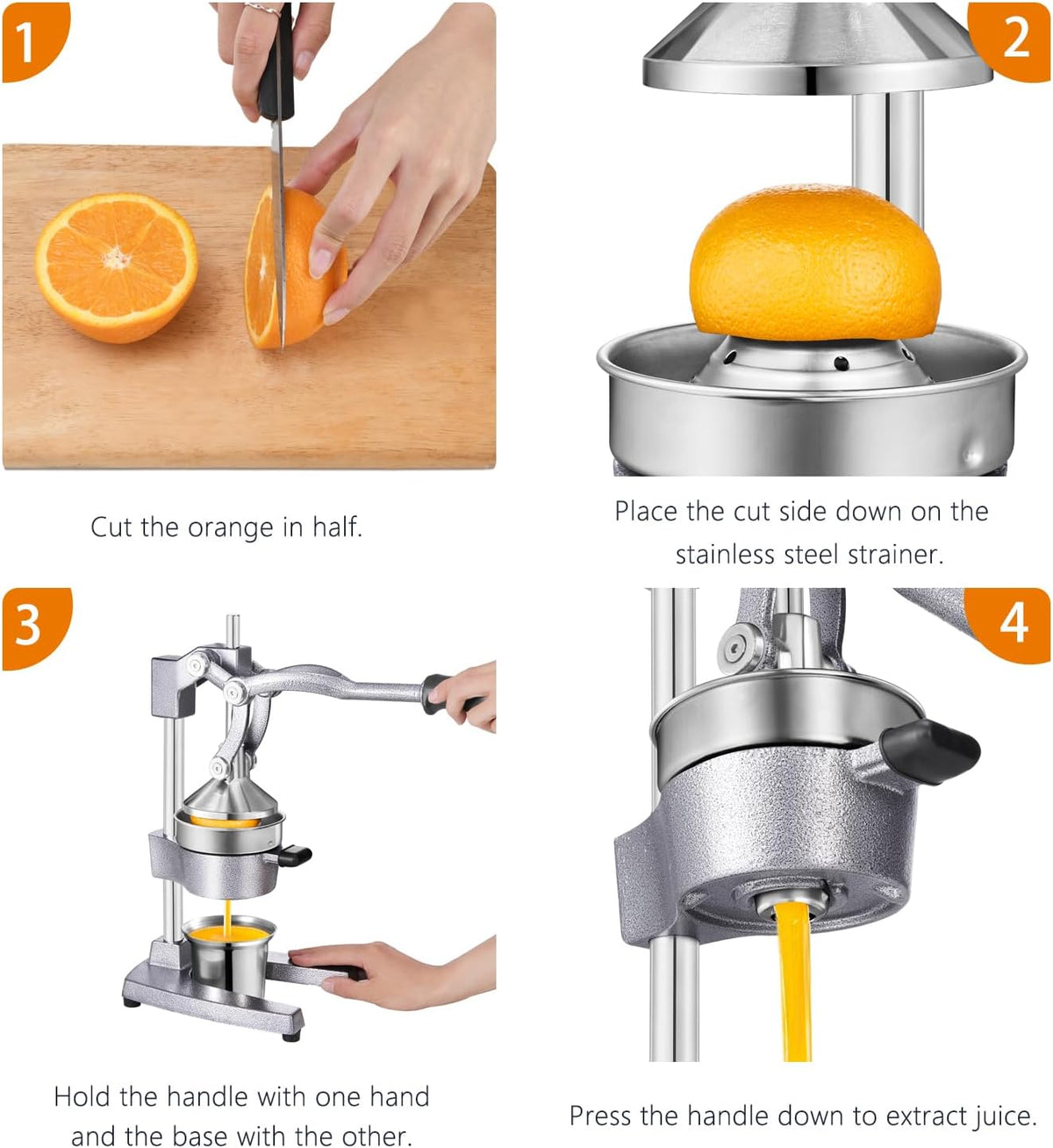 TONGCHANT Cast Iron Manual Juicer for Orange Lemon Citrus Fruit & Lime