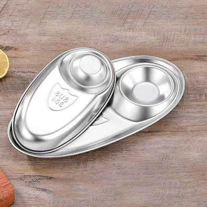 Hapivida 2Pcs Small Chip and Dip Bowl, Divided Platter Tray Serving Dish Dumpling Plate Reusable Divided Snack Serving Dishe