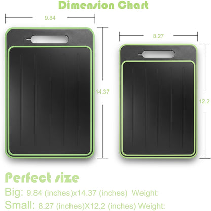 2-Piece BPA-Free Plastic Cutting Board Set, Non-Slip Dishwasher Safe Chopping Boards for Kitchen, Green