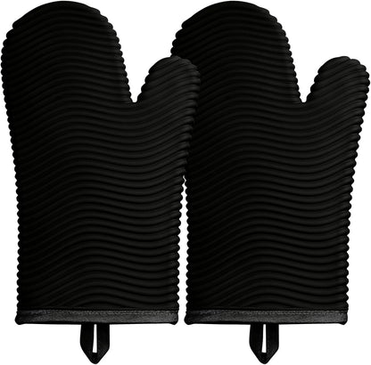 Yutat Silicone Oven Mitts - Oven Mitts and Pot Holders Sets Made of Non-Slip & BPA-Free Silicone, High Heat Resistant 500 Degrees, Perfect for Kitchen Cooking Baking BBQ, Peak Green