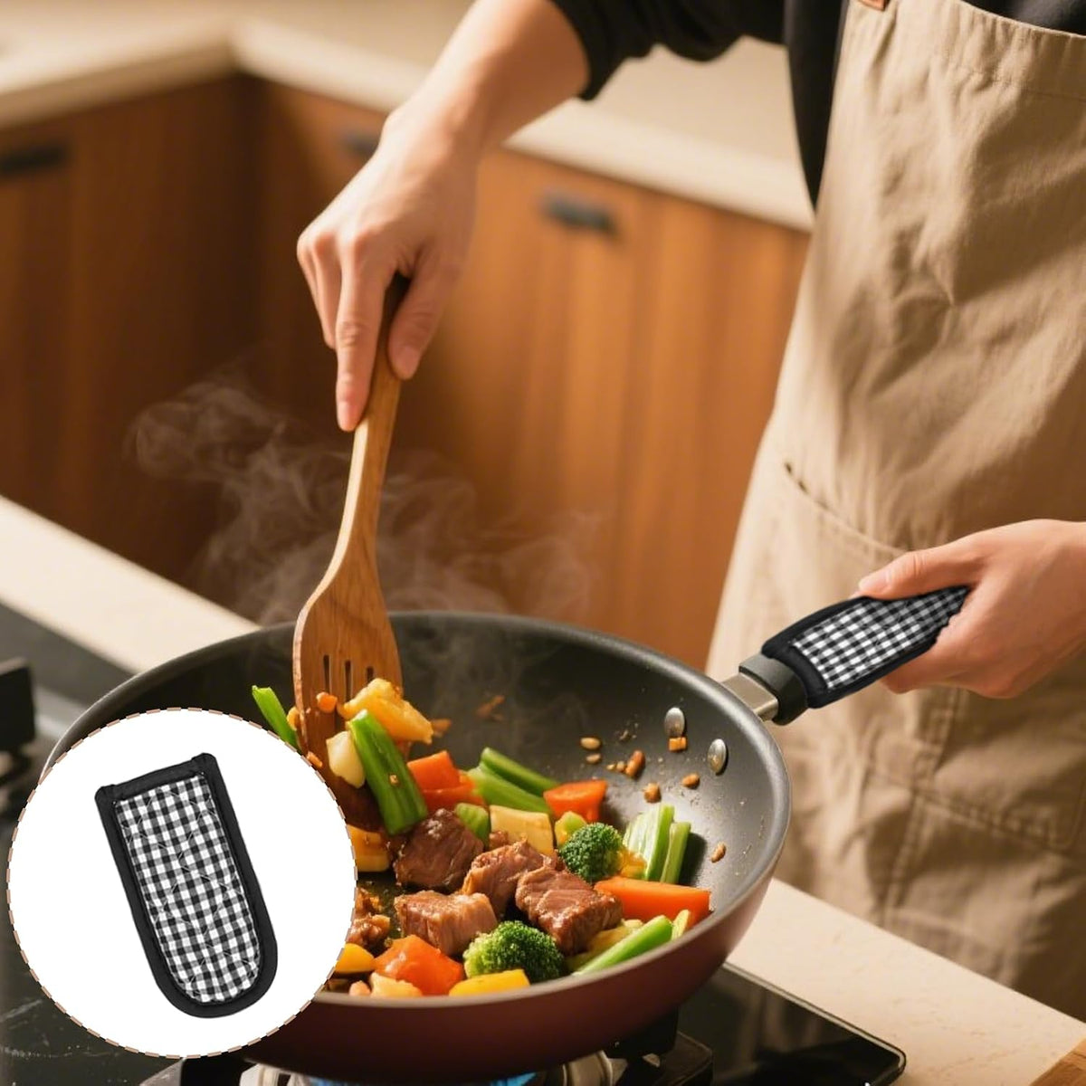 4 PCS Hot Handle Covers, Heat Resistant Pan Handle Sleeve, Machine Washable Handles Mitts Non Slip Cast Iron Skillet Holder Covers for Home Kitchen BBQ Baking Cookware(Classic Styles)