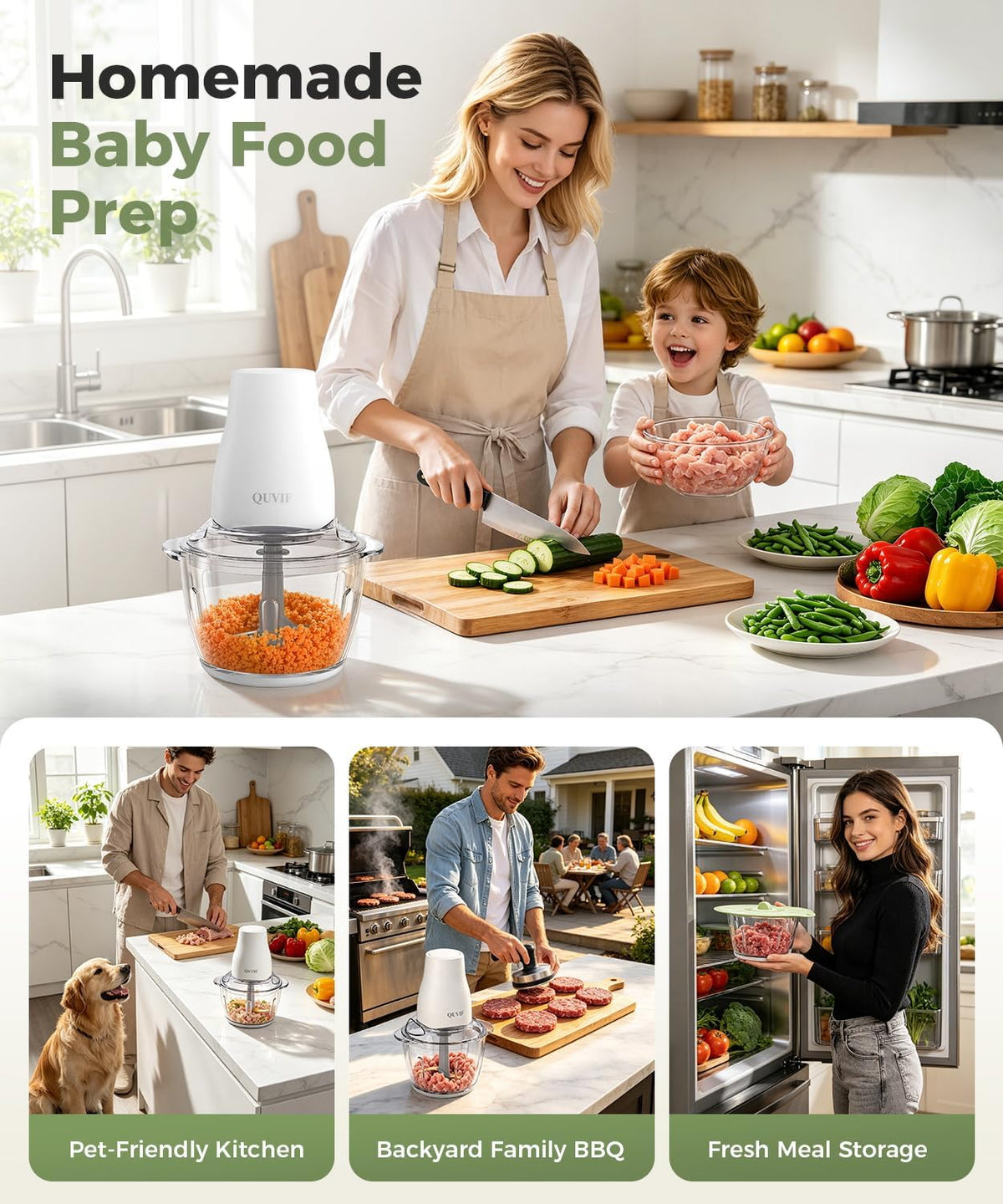 Food Processor Meat Grinder Electric Food Chopper, 5-Cup, Easy-Clean