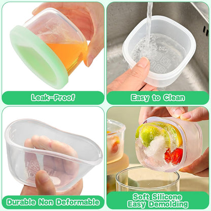 Silicone Food Storage Container with Lid, 3oz+6oz | Airtight Reusable Small Snack Containers for Babe Puree, Formula, Sauce, Fruit, Ice Cream, Freezer Box & Meal Prep