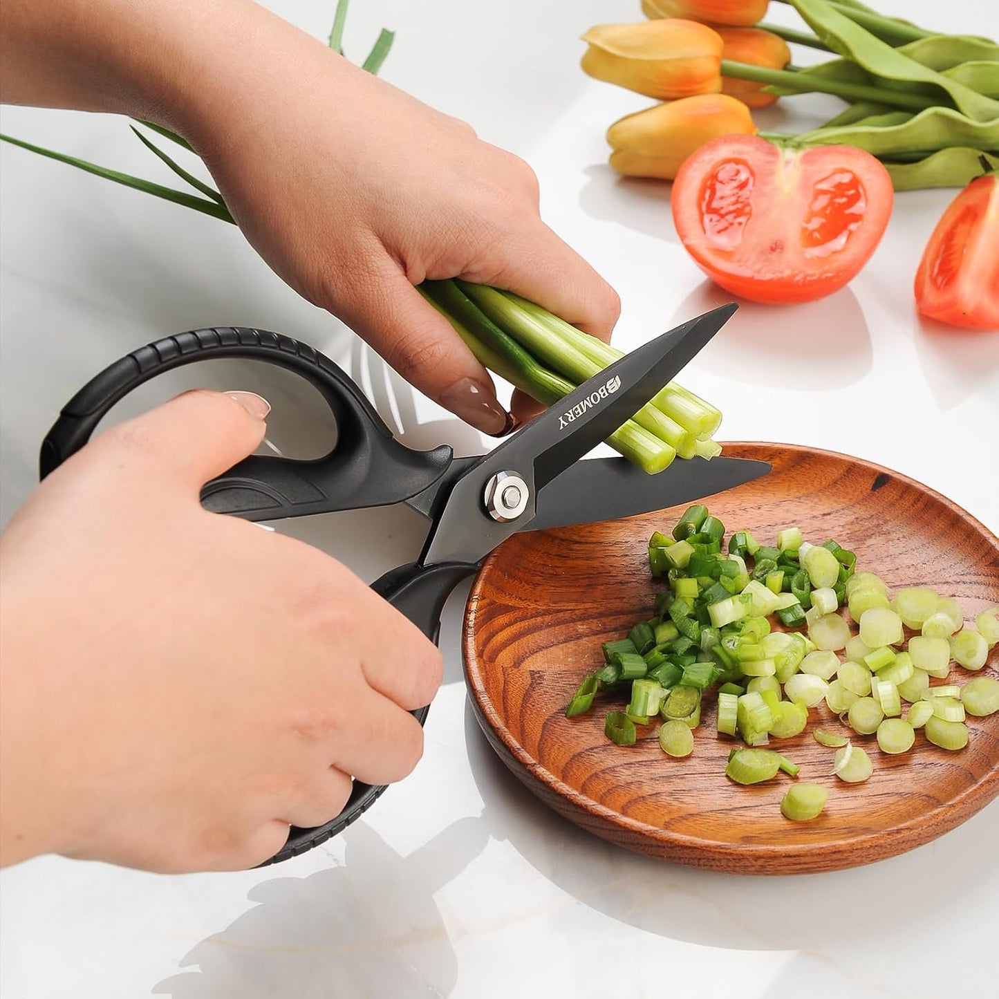 Kitchen Shears, 5CR15MOV Stainless Steel Sharp Kitchen Scissors Detachable, Heavy Duty Food Scissors for Cooking, Poultry, Vegetables, Herbs - Black Titanium Coated