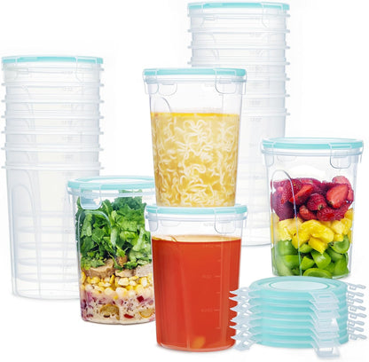 Vtopmart 12 Pack 32oz Freezer Storage Containers, Soup Container with Airtight Lids, Reusable Plastic Meal Prep Container, Deli Containers for Lunch, Salad, Leftover, Oats, Microwave/Dishwasher Safe