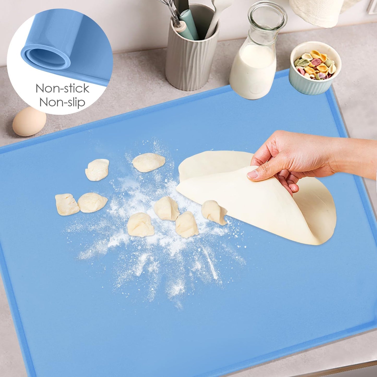 Extra Large Silicone Mat, 31.5x23.6 Inch Heat Resistant Mat for Kitchen Counter, Non Stick Silicone Baking Mat for Dough and Pastry, Thick Silicone placement Countertop Protector, Black countertop mat