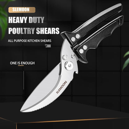 Heavy Duty Kitchen Shears for Food,Silver Kitchen Scissors | Dishwasher Safe and Food Stainless Poultry Shears for Chicken Turkey Thanksgiving,Gift Box