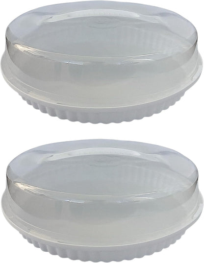 2 Plastic Pie Carriers with Lids – Fits 10 Inch Pie, Clear Dome with White Fluted Base, Lightweight Freezer Safe Slide Lock Lid with Handle for Storage & Transport