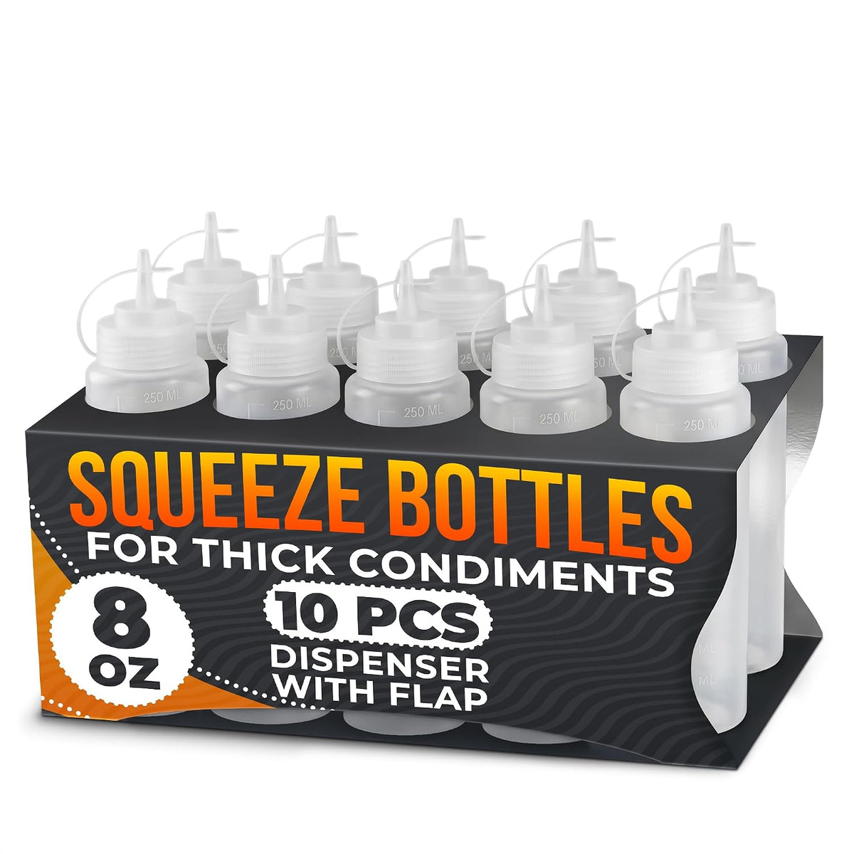 HYQO Small Squeeze Bottles for Sauces, 4 Oz Plastic with Cuttable Tip
