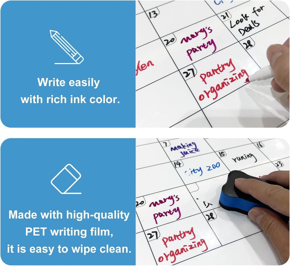 UCMD Monthly Magnetic Dry Erase Calendar Whiteboard Set (4-Pack) for Fridge,Reusable Monthly and Weekly Planners with List & Blank Board,8 Markers,1 Eraser,1 Magnetic Storage Box and 5 Magnets