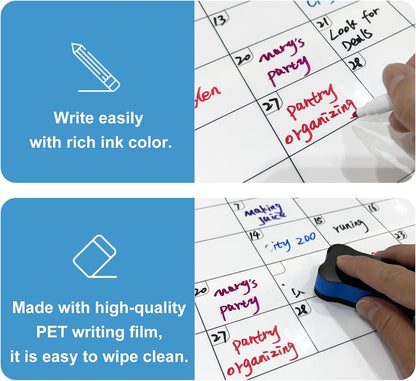 UCMD Monthly Magnetic Dry Erase Calendar Whiteboard Set (4-Pack) for Fridge,Reusable Monthly and Weekly Planners with List & Blank Board,8 Markers,1 Eraser,1 Magnetic Storage Box and 5 Magnets