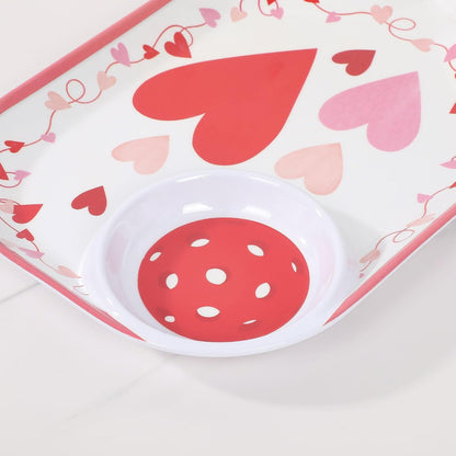 UPware Watermelon Melamine Chip and Dip Snack Tray, Summer Fruit Pickleball Paddle Shape Platter for Chips, Salsa, Fruits, and Appetizers, 15.75 x 8 Inch