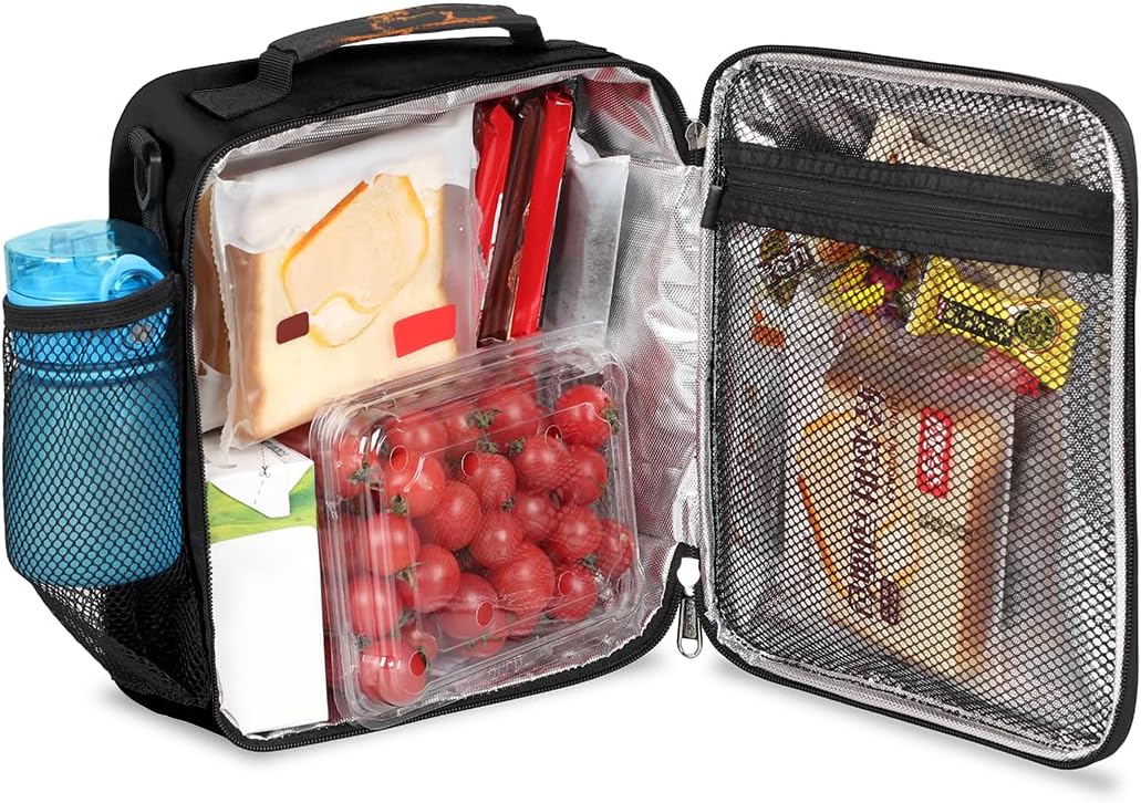cfpolar Skull Skateboard Lunch Box for Boys Girls, Insulated Lunch Bags for Kids Reusable Mini Cooler Lunch Tote Lunchbox Thermal Meal Tote Kit with Shoulder Strap for Work School Picnic