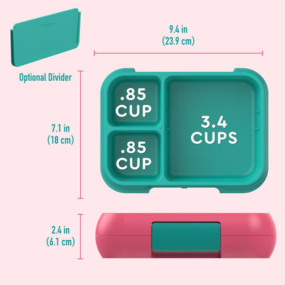Bentgo Pop - Leak-Proof Lunch Box & Removable Divider for Ages 8+ & Teens - Lunch Container Holds 5 Cups of Food; 3-4 Compartments; Microwave/Dishwasher Safe; 2 Year Warranty (Flame Red/Turquoise)