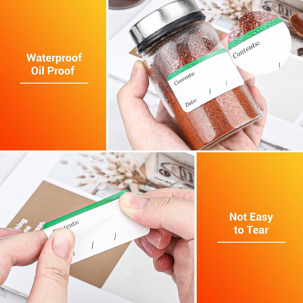 Segarty Food Label Stickers, 300 Pcs Blank Expiration Date Stickers to Write On, with 1 Black Pen, Waterproof Removable Freezer Labels for Glass Spice Jars, Canister, Food Container