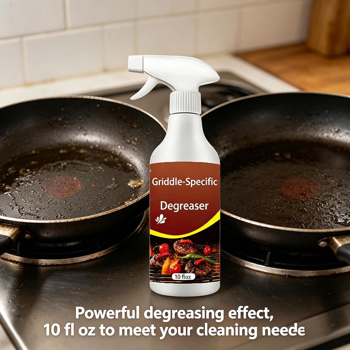 Rivoneed Grill Cleaner, Grill and Grate Cleaner Spray, Cleans and Degreases BBQ Cooking Grates and Racks, Pellet and Electric Smokers, Clean for Burners, Grates and Drip Pans (1)