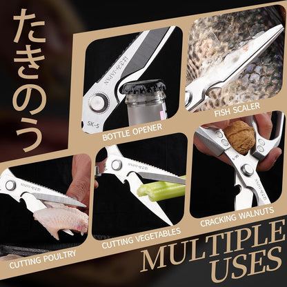 Kitchen Scissors Set Gold, Kitchen Shears, Sharp Meat Cutting Scissor Dishwasher Safe, Poultry Shear Heavy Duty, Japan Cooking Kitchen Scissors for Food Chicken Shears, Gifts for Men Women