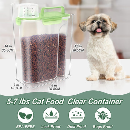 LEAWALK 5Lbs Airtight Cat Dog Food Storage Container with Upgraded Large Nozzle BPA-Free, Pet Food Storage Containers for Rice, Grain, Pet Food, Flour, Dog Treat Storage (Dark Gray, 5L-1pack)