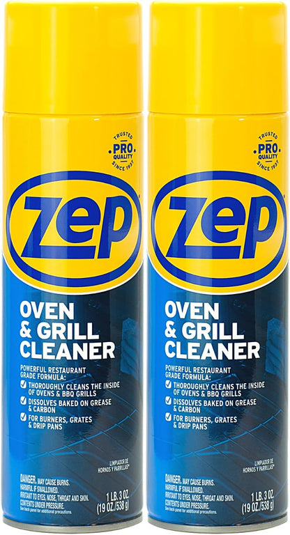 Zep Heavy-Duty Oven and Grill Cleaner - 19 oz (Case of 2) ZUOVGR19 - Dissolves Grease on Contact, on Burners, Grates and Drip Pans