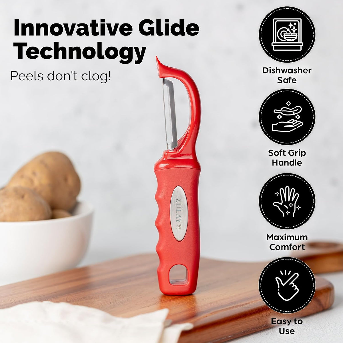 Zulay Kitchen Premium Potato Peeler, Vegetable Peeler for Kitchen, Black