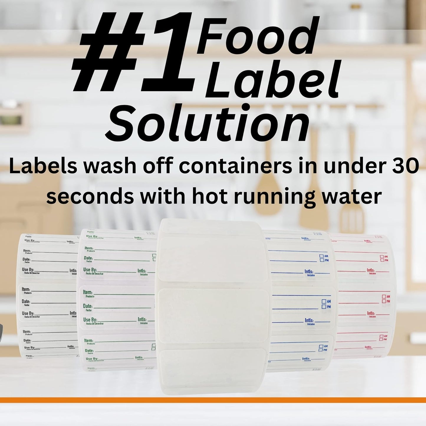 2x1 Dissolvable Food Labels, 1000 Label Stickers, Bottle Labels for Storage Bins, Sticker Labels for Food containers, (1000, Blue)