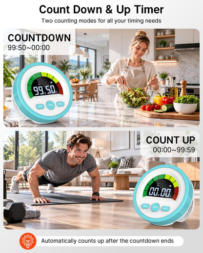 Digital Magnetic Kitchen Timer for Cooking, Rechargeable, Loud Alarm