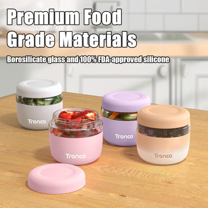 Tronco 24 oz Glass Food Storage Containers with Lids, Airtight, Leak & Spill Proof Glass Lunch Bowls for Meal Prep, Salad, Yogurt, Soup & Stew, Microwave & Dishwasher Safe, BPA-Free, Set of 1