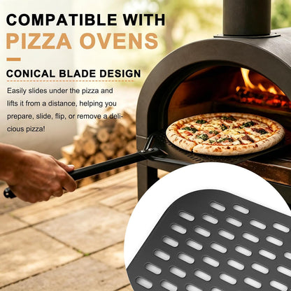 12in Perforated Pizza Peel Paddle Long Handle Compatible with Ninja MO201