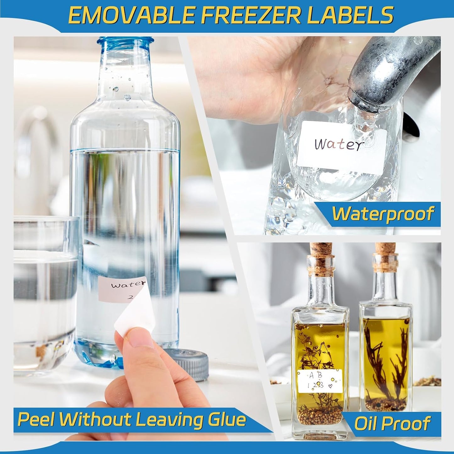 2000 Pcs Removable Freezer Labels, 1" x 2" Blank Label Stickers with Perforation Line Waterproof Oil Resistant Sticker Labels for Food Containers Jars Bottle