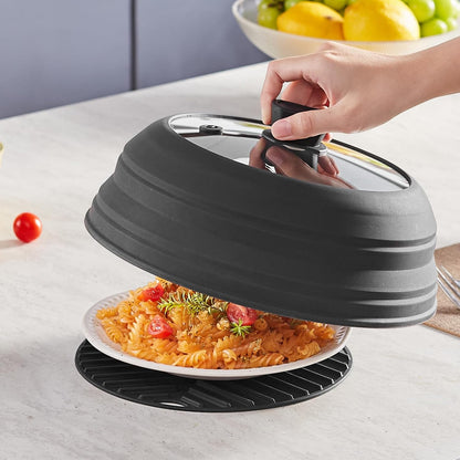 VEVOR Microwave Splatter Covers, 10.4" Collapsible Microwave Lid for Food, 300°F Heat-Resistant PP Splatter Guard for Plate Dish, Multi-Use Kitchen Colander Gadget for Washing Fruits Vegetables
