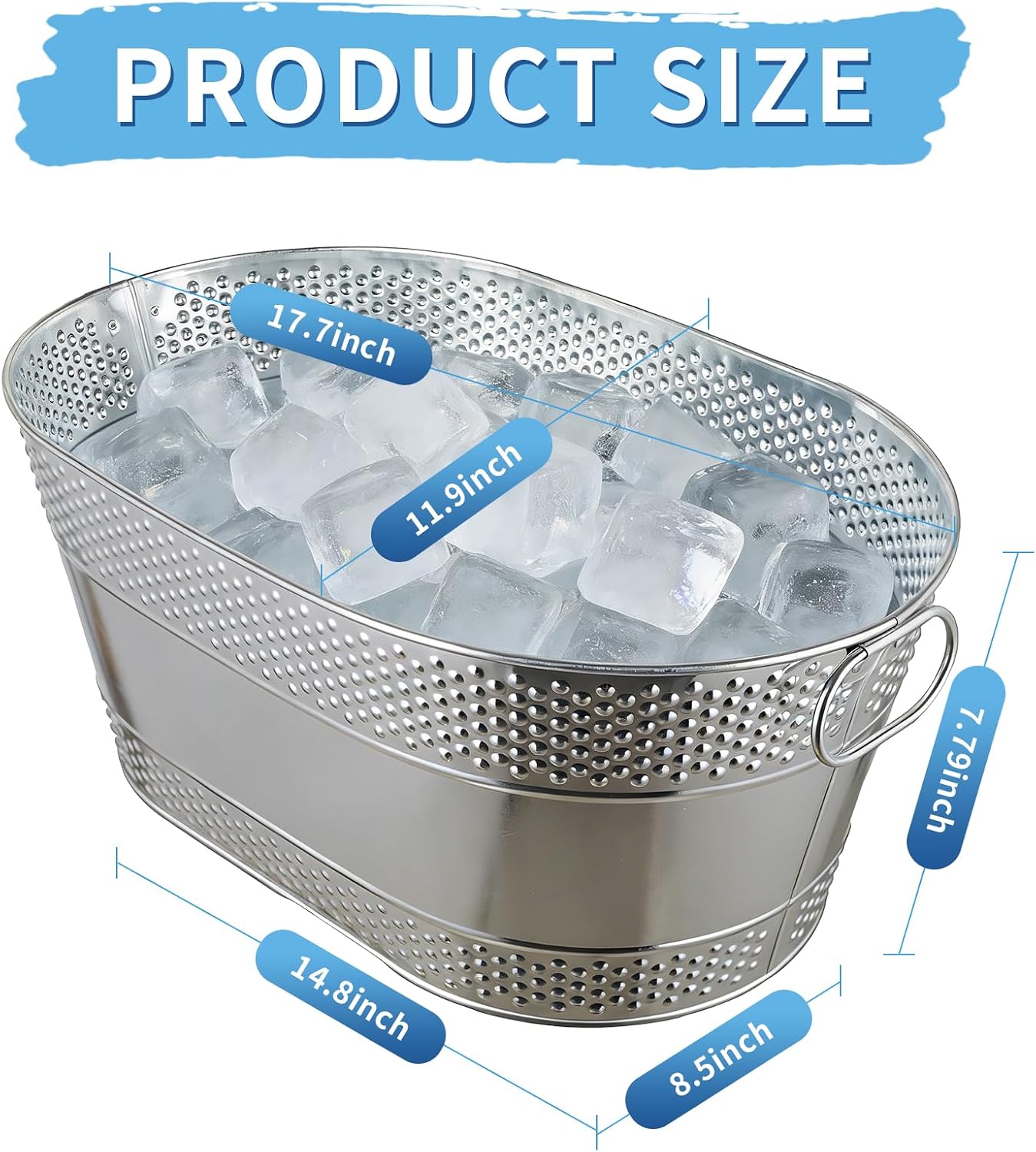 4 Gallon Galvanized Beverage Tub, 2 Pcs Heavy-Duty Ice Buckets Large Galvanized Drink Buckets with Handles for Catering Bars Parties
