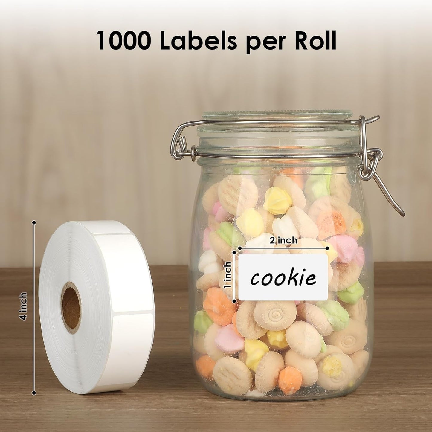 MaxGear 1000 Removable Freezer Labels 1x2 Inch, Waterproof Oil Resistant Stickers No Residue for Food Containers Pantry Jars Organization Meal Prep, 1 Roll