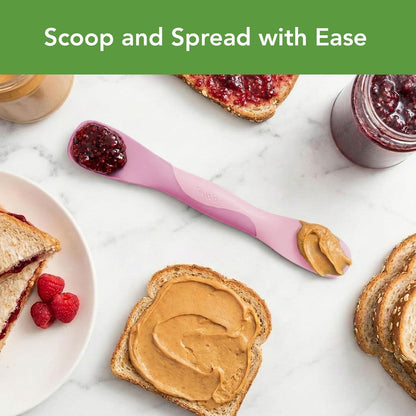 Tovolo Mini Scoop & Spread Tool for Kitchen Meal Prep Small Sandwich Spreader Spatula for Peanut Butter Jelly, Silicone BPA Free Dishwasher Safe Scooper Spreader, Aqua Seafoam Green