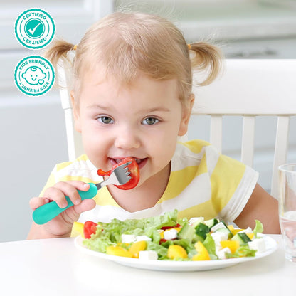 Lehoo Castle 6 Pieces Toddler Utensils, Kids Silverware for 2 3 4 Years Old, Stainless Steel Fork and Spoon Set with Plastic Handle, Safe Toddler Cutlery (Dinosaur)