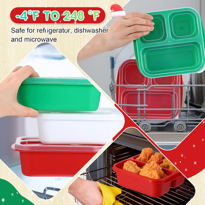 Honeydak 5 Pack Snack Containers 3 Compartment Bento Snack Boxes Divided Meal Prep Containers with Lids Reusable Adults Lunch Food Storage Box for School Work Travel(Elderberry)