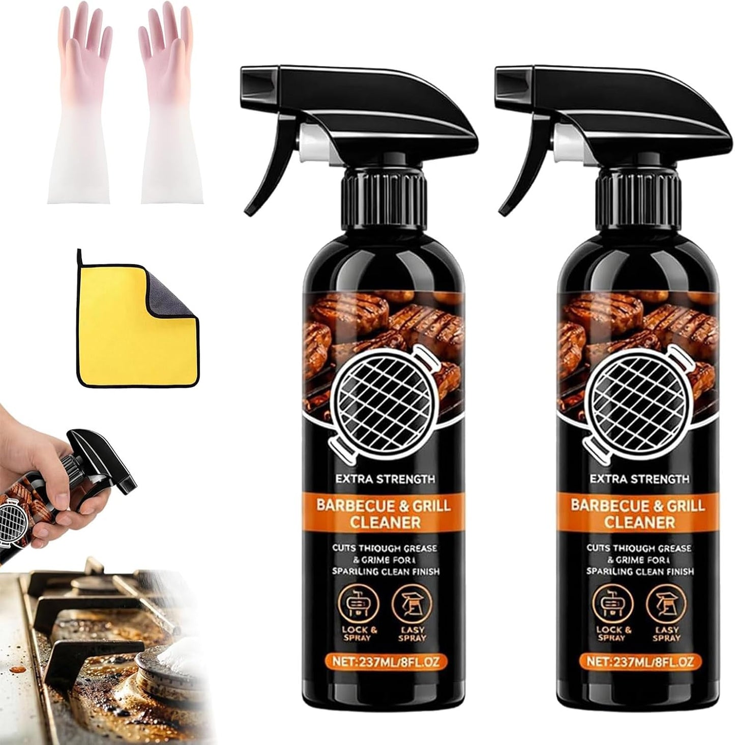 Kitchen Heavy Oil Cleaner Spray, Fast-Acting Heavy Duty Degreaser for Ovens, Stovetops, Countertops, Appliances, BBQ Grills, Grates and Racks (1PCS)