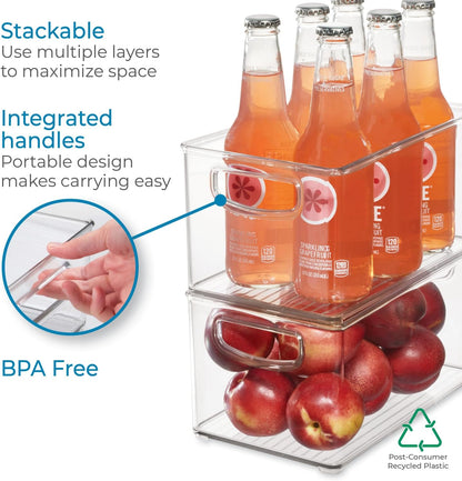 iDesign Stackable Clear Plastic Bin | Kitchen Organizers and Storage, For Fridge and Pantry