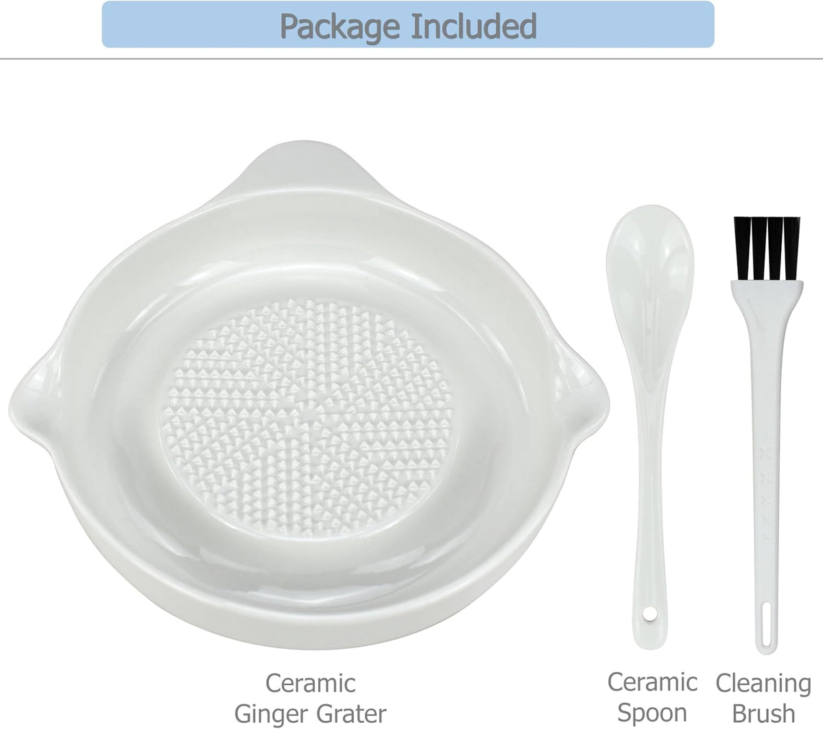 EIKS Ceramic Ginger Grater Plate, Grinding Dish, Kitchen Cooking Prep Tool