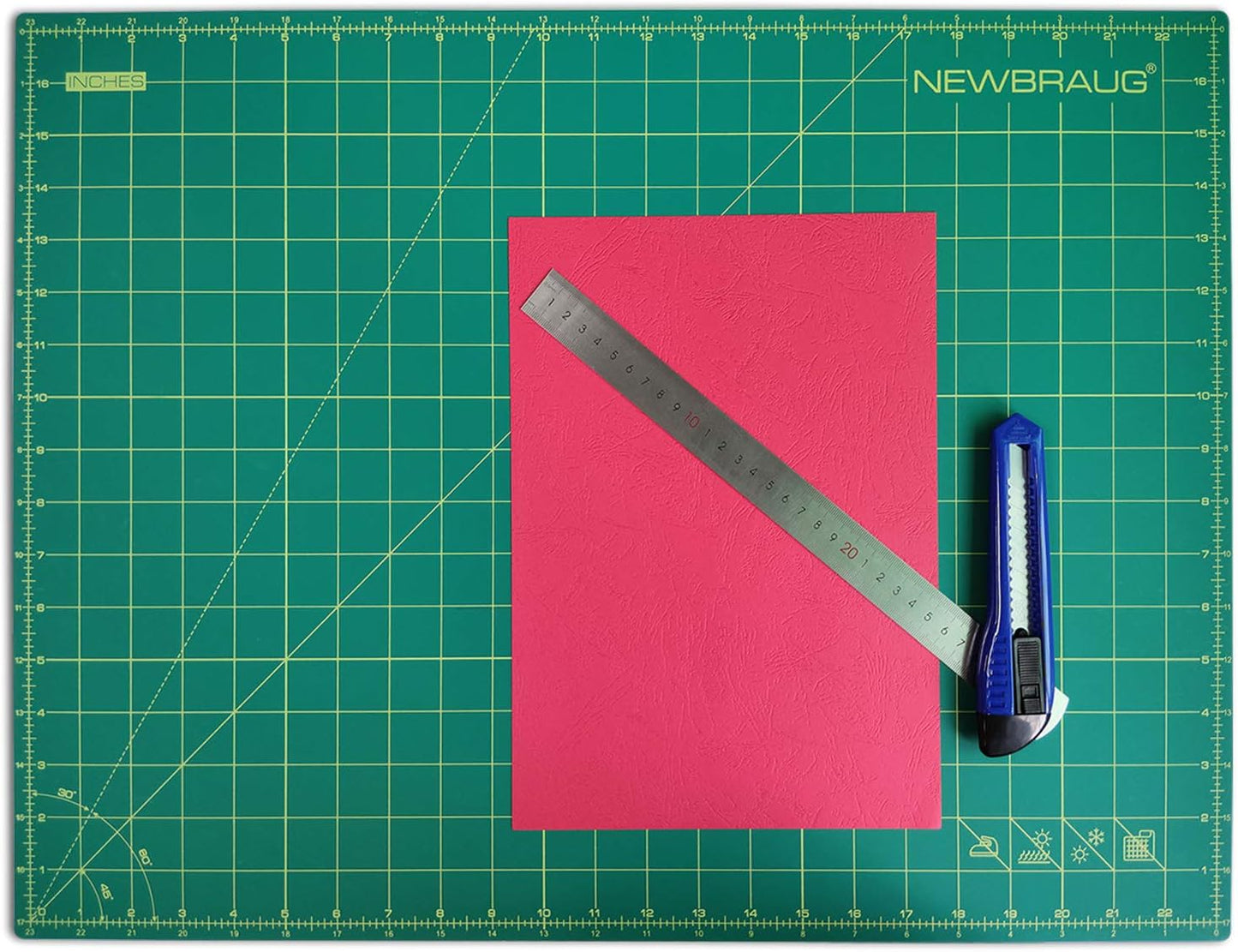 NEWBRAUG 36'' × 48'' Large Self Healing Cutting Double Sided 5-Ply Mat, Big Cutting Board for Rotary Cutting, Quilting, Sewing, Craft, Fabric & Scrapbooking(Green/Black)