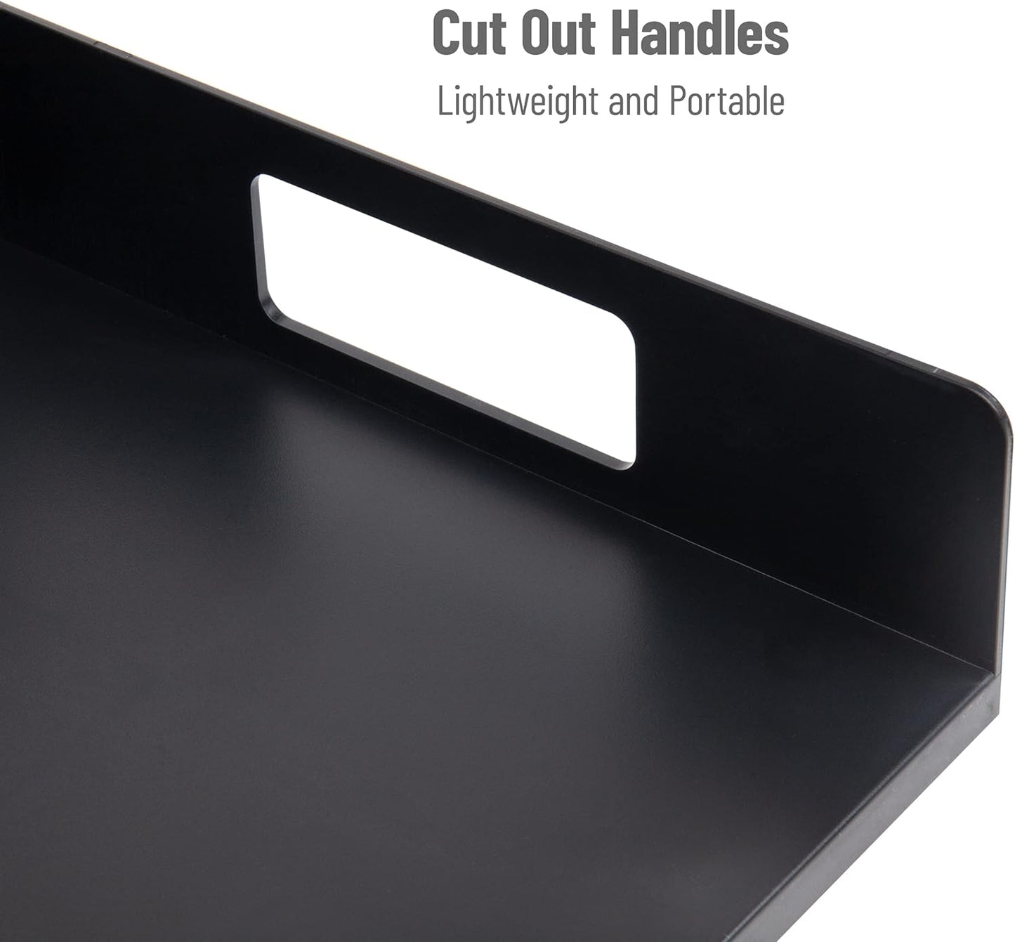 Mind Reader Utensil Napkin and Plate Organizer Tray, Countertop Caddy with 7 Compartments, Holds Plates up to 10.5 Inches, Breakroom and Buffet Organizer, Plastic, Black