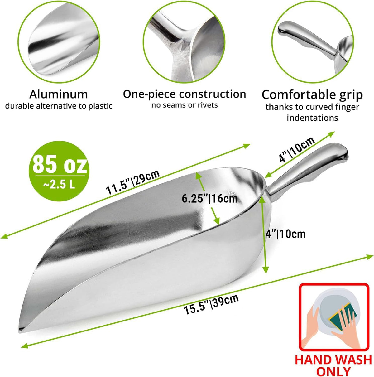 CUSINIUM 24 oz Aluminum Ice Scoop with Holder