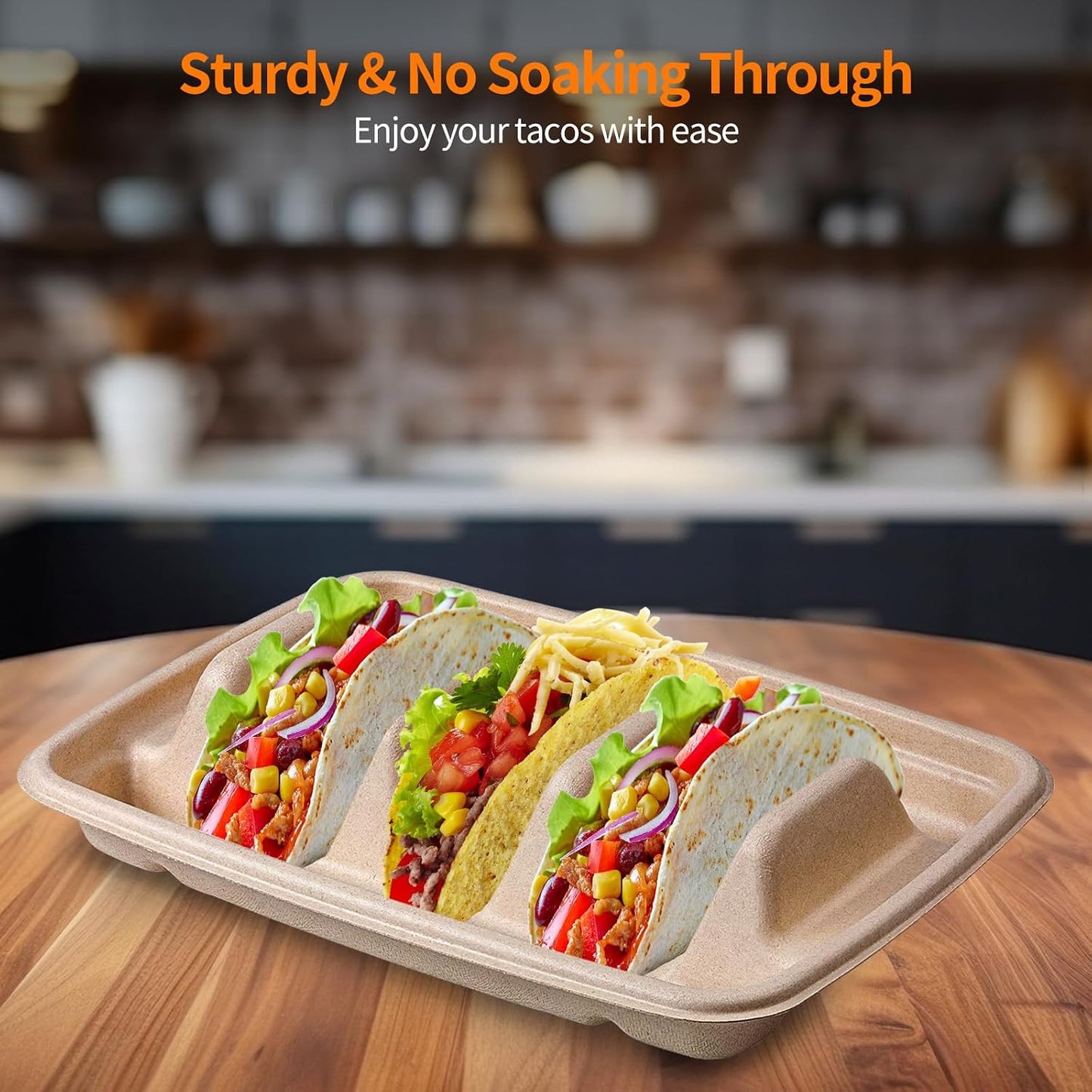 15PCS Disposable Taco Holders for Party, Premium Paper Taco Plates with Dividers, Fiesta Taco Tray Holder, Taco Stands for 3 Tacos, Taco Tuesday Lazy Susan Taco Bar Serving Set for a Party